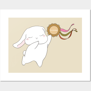 tamborine girl raise hand | white Holland Lop Rabbit | Bunniesmee Posters and Art